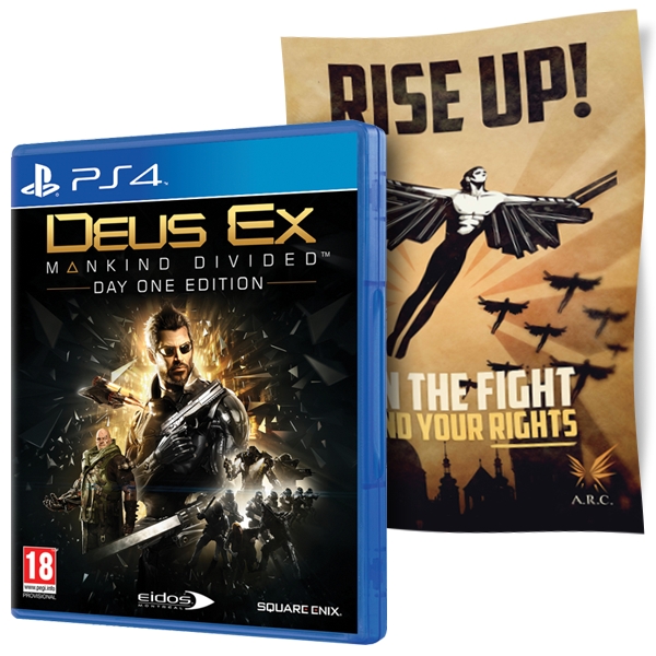 Deus Ex Mankind Divided Day One Edition PS4 Game (with Cloth Poster) Deus Ex Mankind Divided Day One Edition PS4 Game (with Cloth Poster)